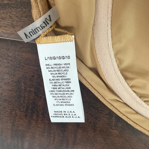Vitamin A gold bikini top SIZE10 large nwt shimmery tie back. C cup - Picture 7 of 9
